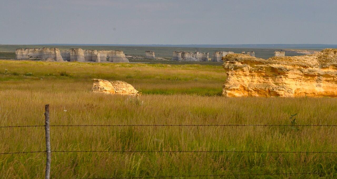 Monument Rocks, Kansas, the remains of rock layers formed from planktonic algae that lived in the Western Interior Seaway