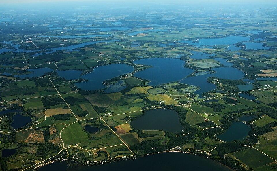 Aerial view of Lake Country in western Minnesota