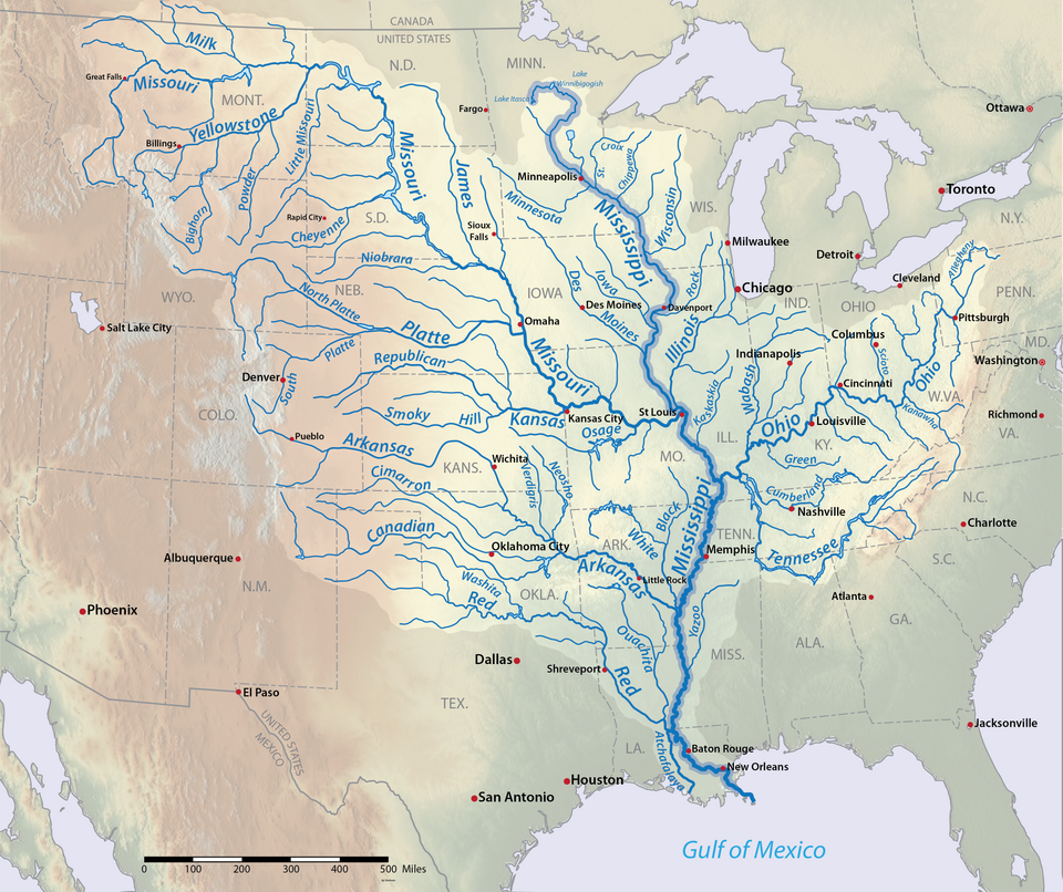 A map of the Mississippi River Basin