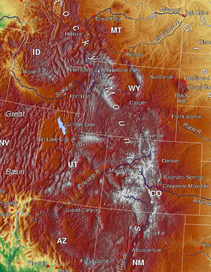 Map of the Rocky Mountains