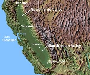 Map of the Central Valley of California