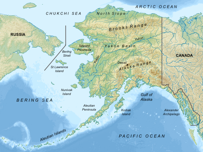 Relief map of Alaska