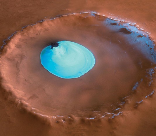 This crater on Mars contains water ice