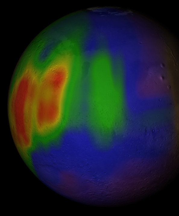 Distribution of methane in the atmosphere of Mars