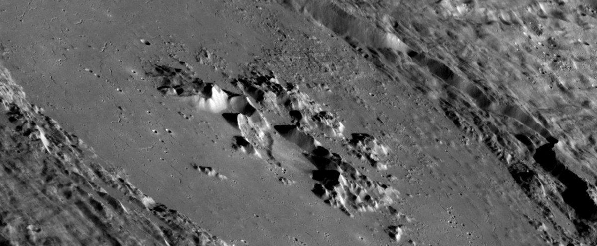 Close-up view of one of Mercury's craters