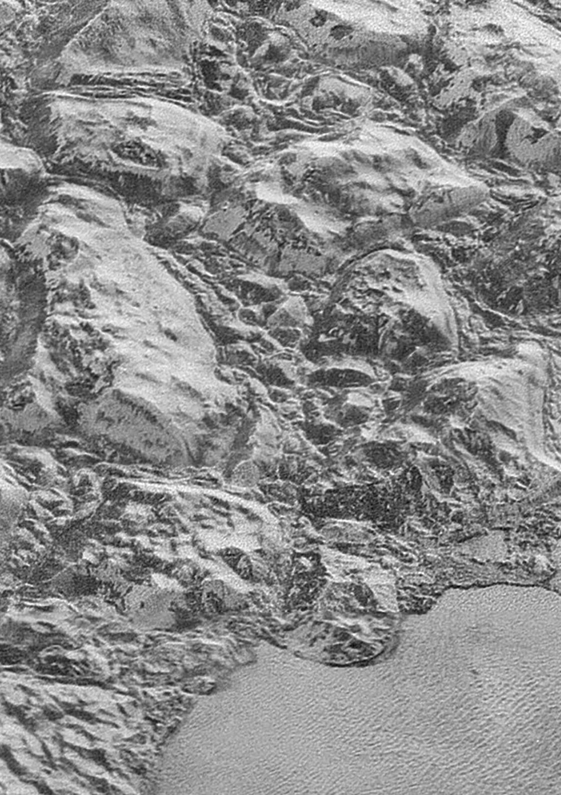 Mountains, made of water ice, on Pluto