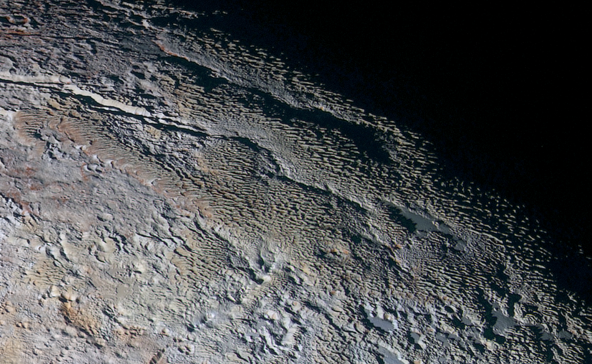 "Snakeskin" terrain on Pluto