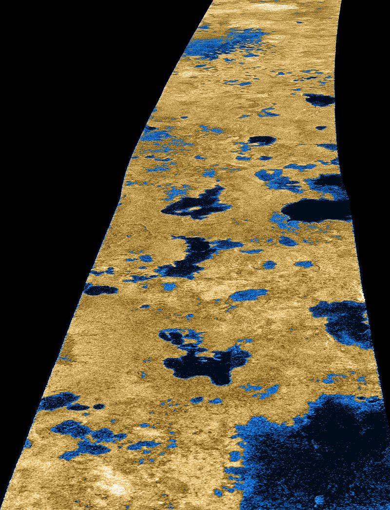 Lakes of liquid methane and ethane on Titan