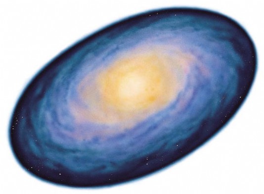 Part of the cloud becomes a swirling disc