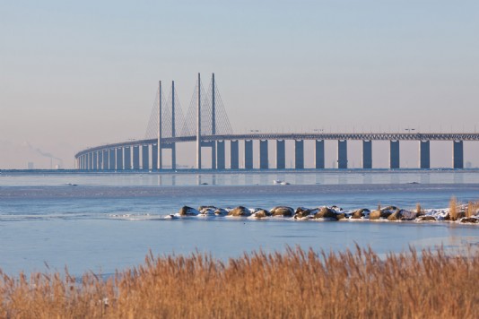The Øresund Bridge, linking Sweden with Denmark