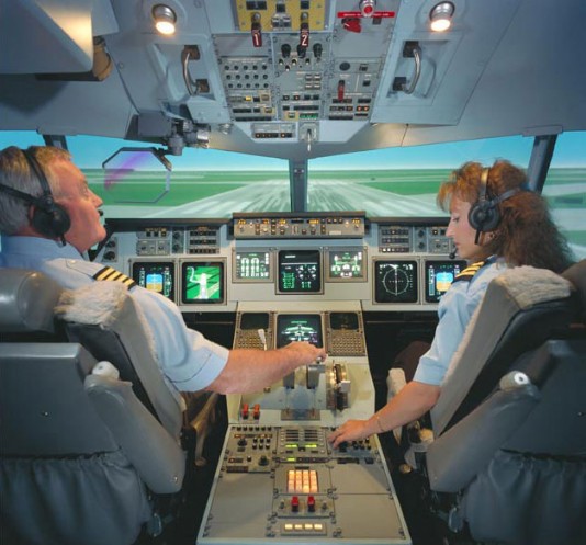 The flight deck of an airliner