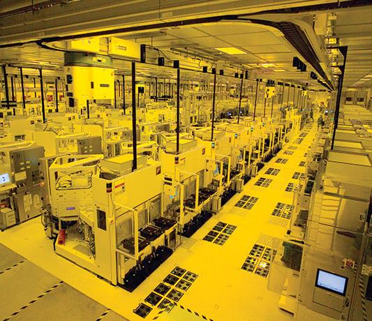 Inside a fab cleanroom
