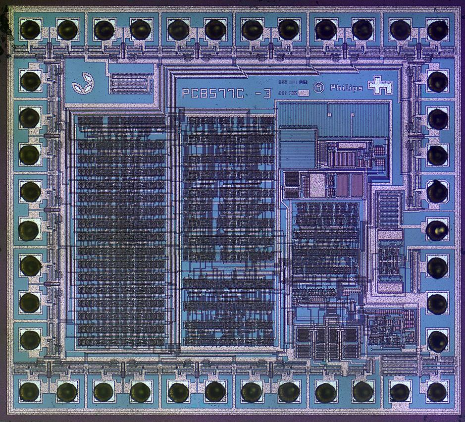 A microscope image of a microchip (integrated circuit)
