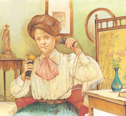 Using an early telephone