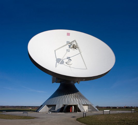 A satellite communication antenna (dish) 