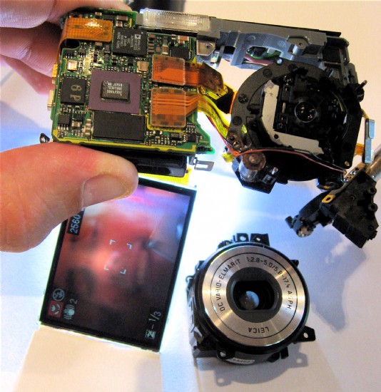 Partly disassembled digital camera