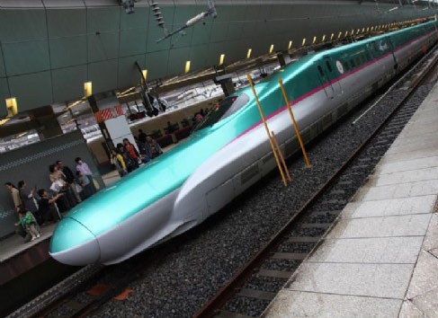 The Japanese Shinkansen high-speed train