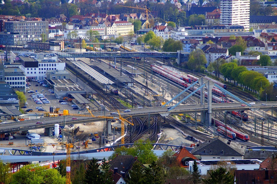 Railway tracks at Ulm, Germany