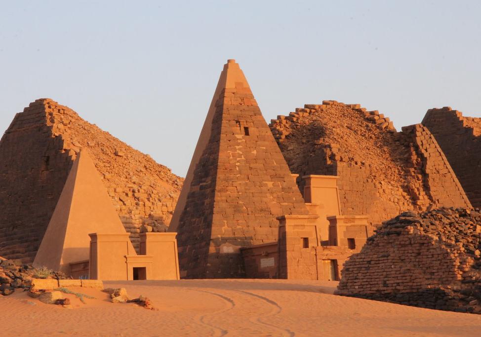 The ruins of Meroë today, with temples and pyramids
