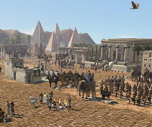 The Kushite army, with war elephants, in Meroë