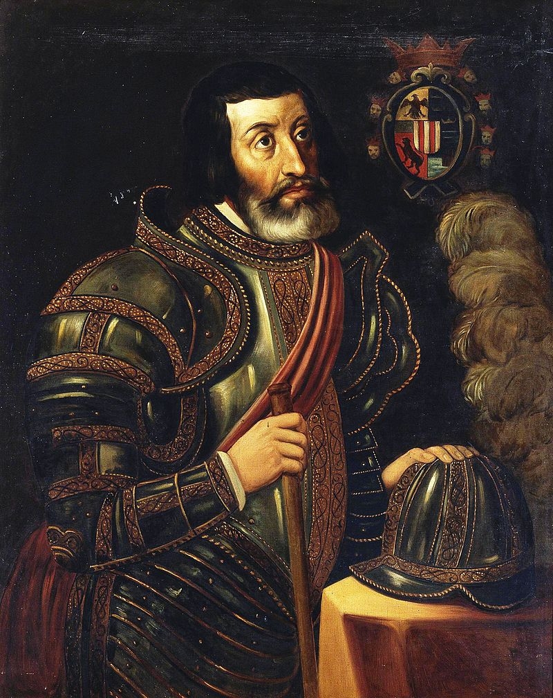 Hernán Cortés and his coat of arms