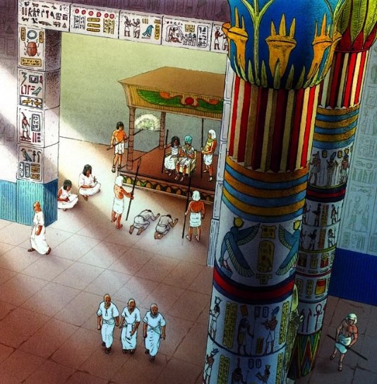 The pharaoh and his vizier sit in judgement.