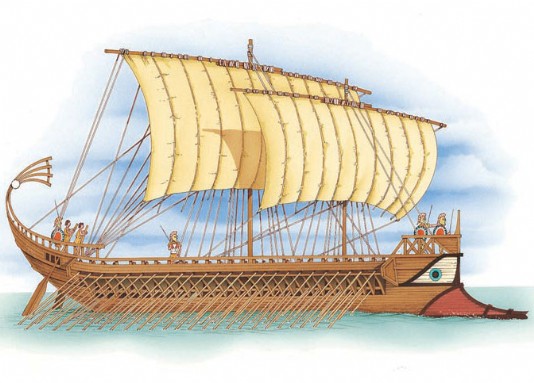 An ancient Greek trireme