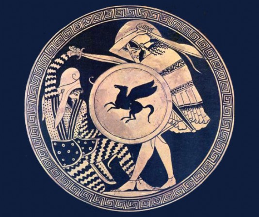 A Greek and Persian warrior fighting each other