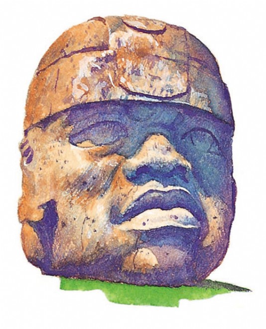 A helmeted head, 2.9 m (9.5 ft) high