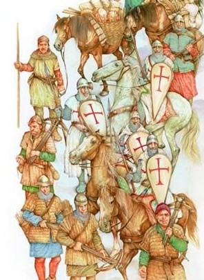 Crusader soldiers on the march
