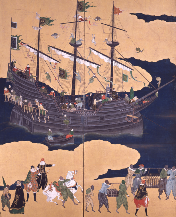 Portuguese carrack arriving in Nagasaki