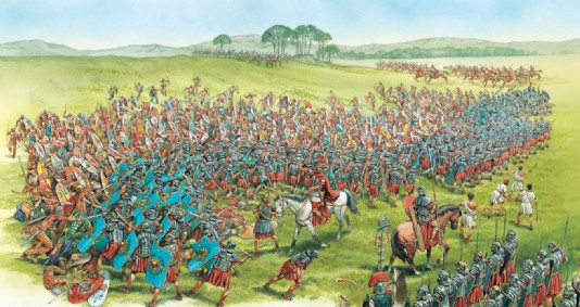 Legionaries battle Barbarian forces.