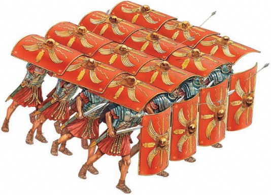Advancing in testudo formation