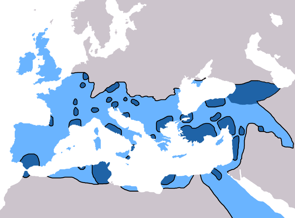 Map of the spread of Christianity to AD 600