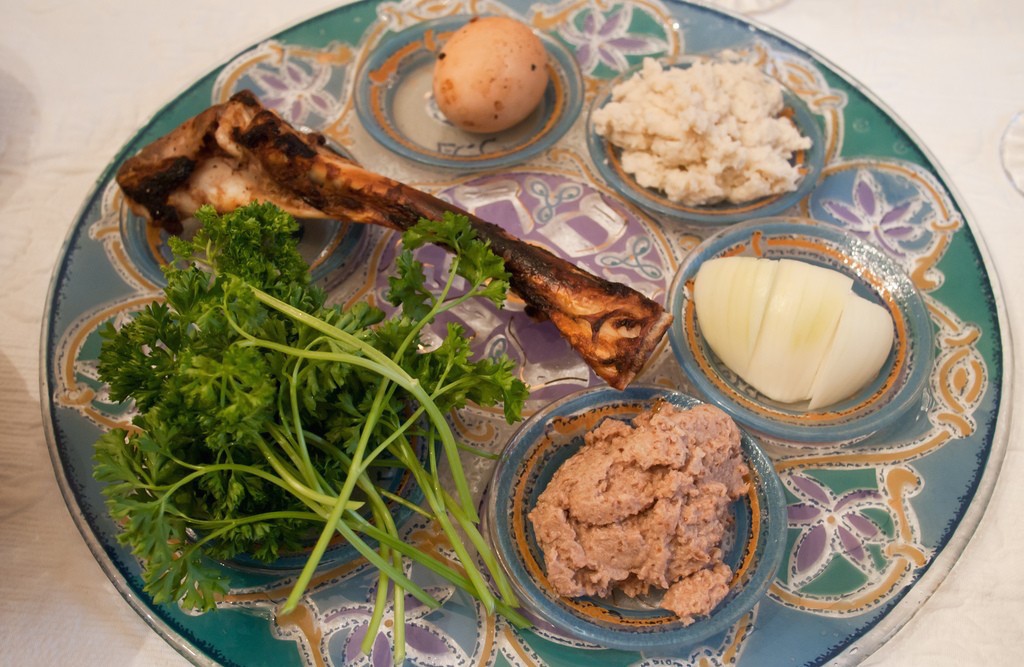 The seder plate at Passover