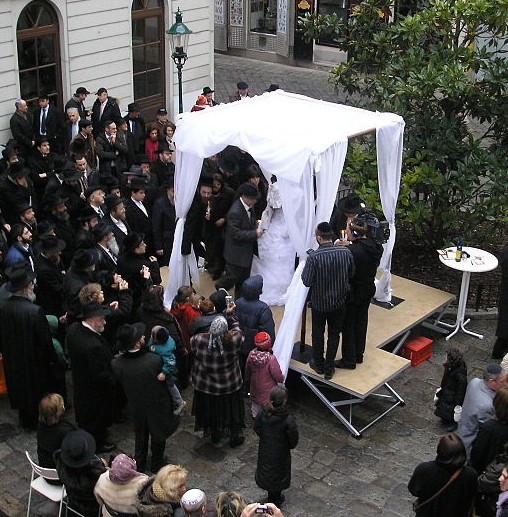 A traditional Jewish wedding ceremony