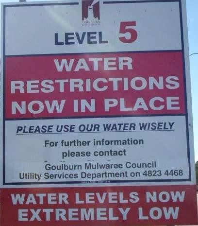 Water restrictions in southeastern Australia