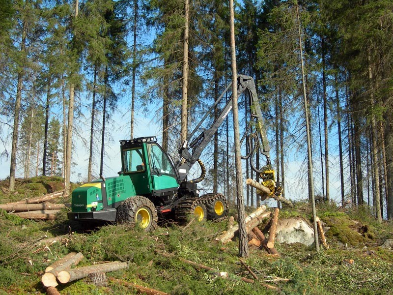 A timber harvester in operation, Finland