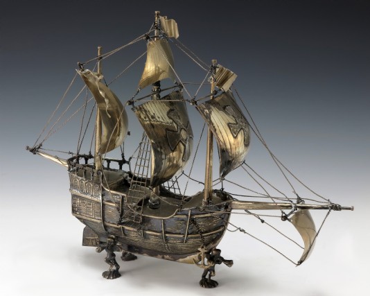 A silver replica of a Spanish galleon
