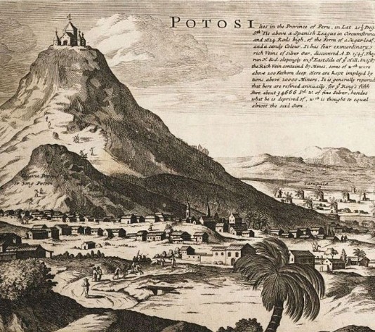 A 1715 illustration of the Cerro Rico