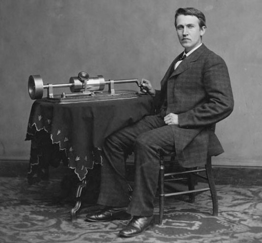 Edison and his phonograph in 1878