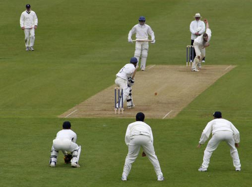 A cricket match in progress