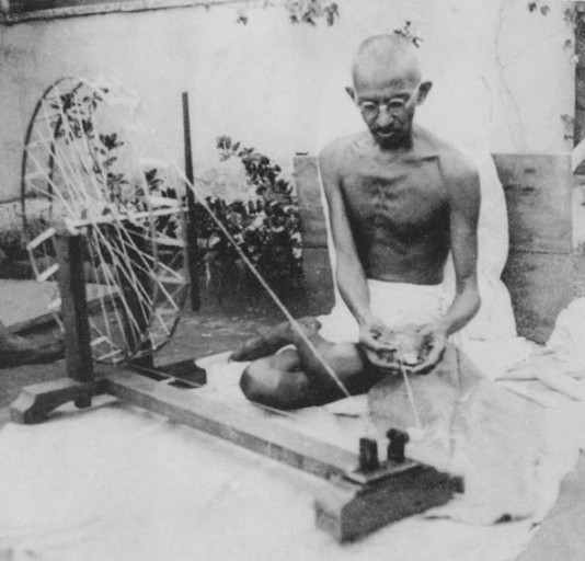 Gandhi spinning yarn