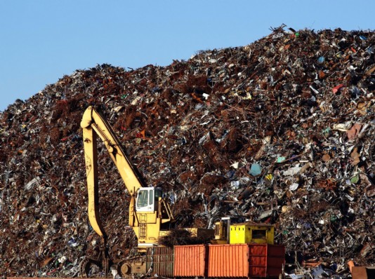 A landfill site, where waste is buried