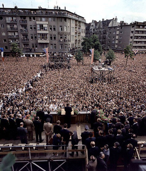 Kennedy speaks to the people of West Berlin.