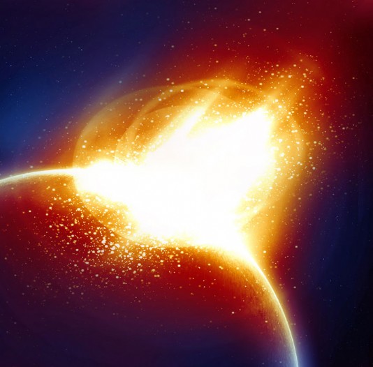 The explosion following impact