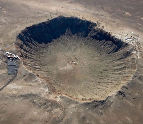 A 1.2-km (0.75-mile) meteorite crater in Arizona