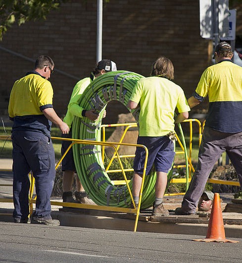 Fibre optic cable being laid
