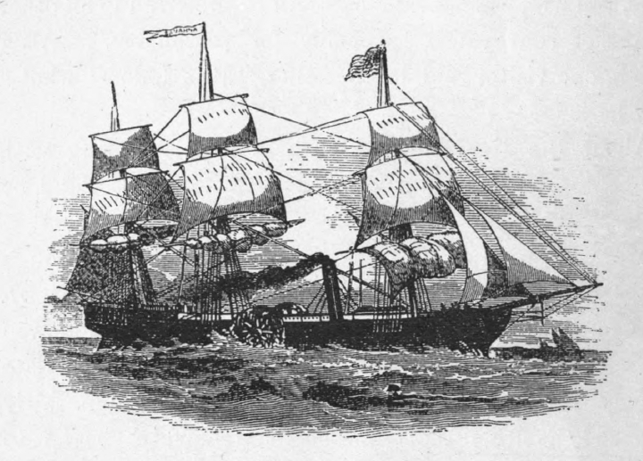 The Savannah, under both sail and steam