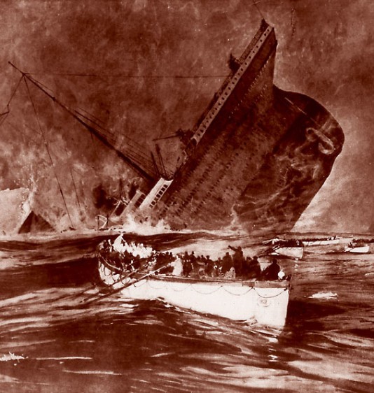 A print showing the Titanic sinking